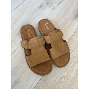 Koolaburra by UGG Suede Slide Sandals Chestnut Tan Platform NWOT SZ 8
